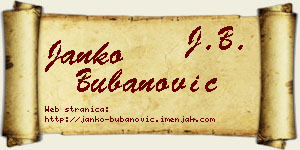 Janko Bubanović vizit kartica